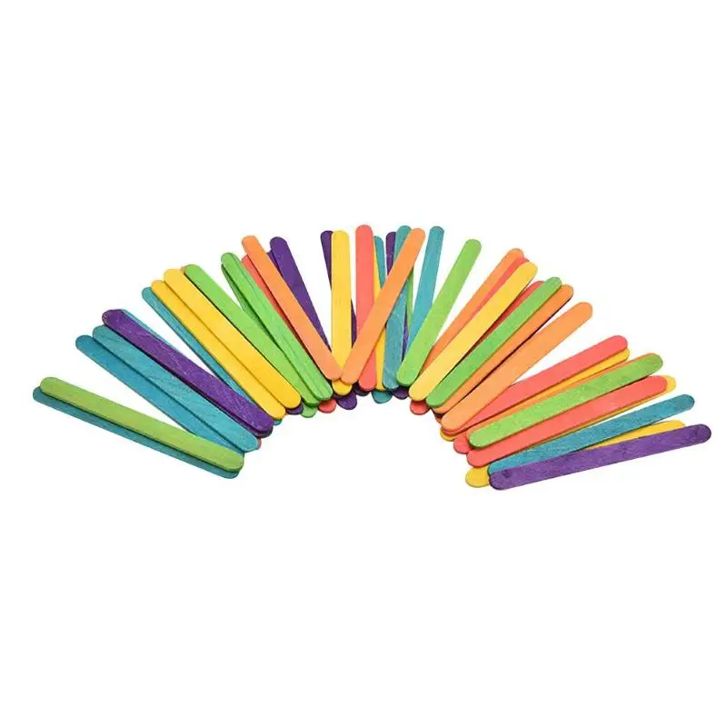 

Natural Wood Ice Cream Sticks Colored Wooden Popsicle Sticks Kid Handcraft DIY Ice Cream Lolly Cake Tools 50Pcs 65mm 93mm hot