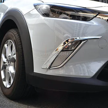 

For Mazda CX-3 CX3 CX 3 2016 2017 2018 ABS Chrome Front Fog Light Lamp Eyebrow Front Foglight Eyelid Cover Protector Car Styling
