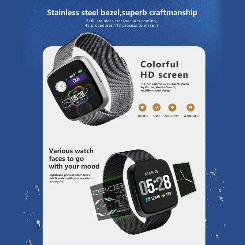 G12 Bluetooth Smart Watch For Men Women Smart Watch With Detachable BandCall Sms Reminder Sleep Monitor Pedometer8 Sports