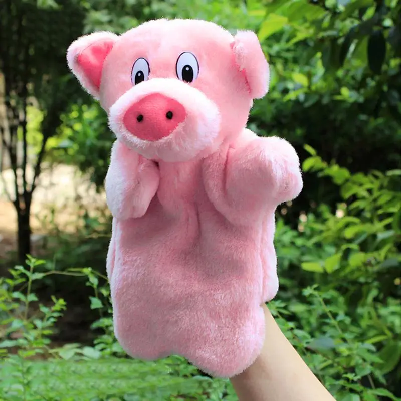 

2019 Lovely Pink Pig Hand Puppet Soft Plush Baby Funny Kids Strange Child Educational Gentle Doll Plush Toy Warmth Property