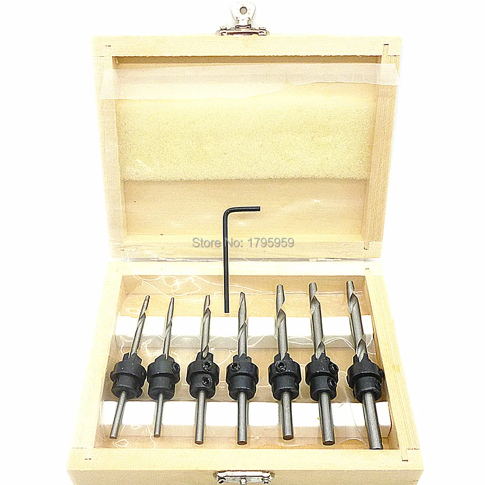 22pcs Countersink Drill Bit Stop Collar Hex Key Wrench Set Woodworking