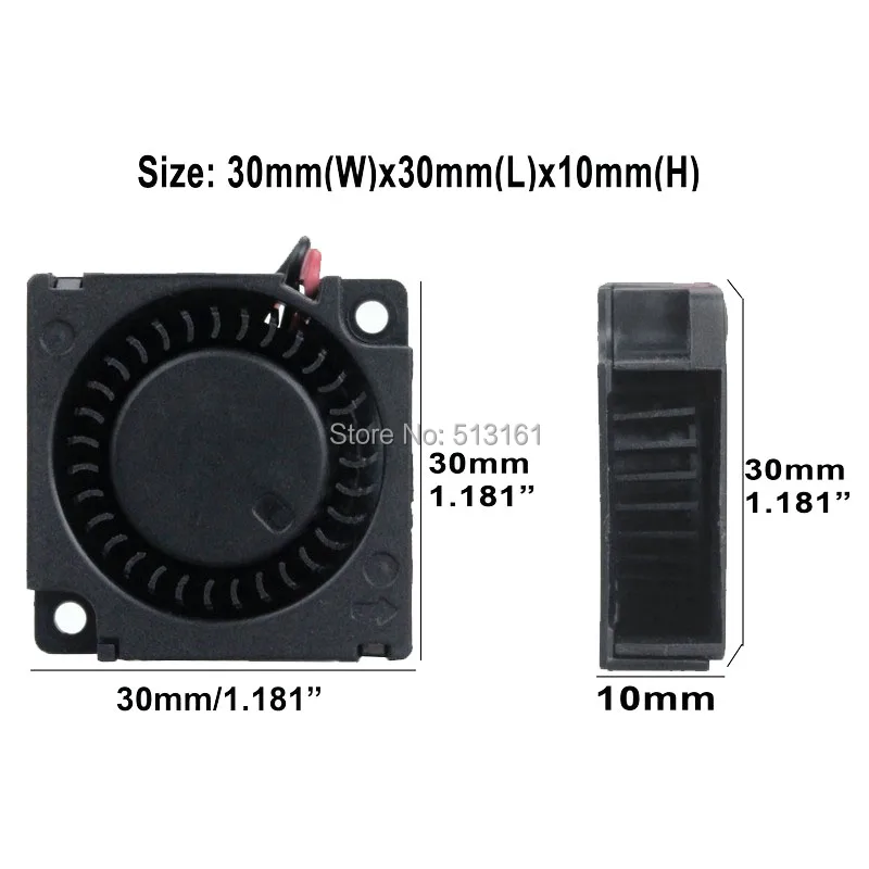 

200pcs/lot Gdstime 5V Mini 30mm Blower Fan Ball Bearing 30mm x 10mm DC Brushless Blower Cooling Cooler Fan for 3D printer parts