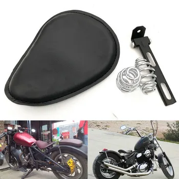 

3" Leather Spring Motorcycle Solo Driver Seat For Harley Chopper Bobber Custom Sportster Dyna XL 883 1200 72 48