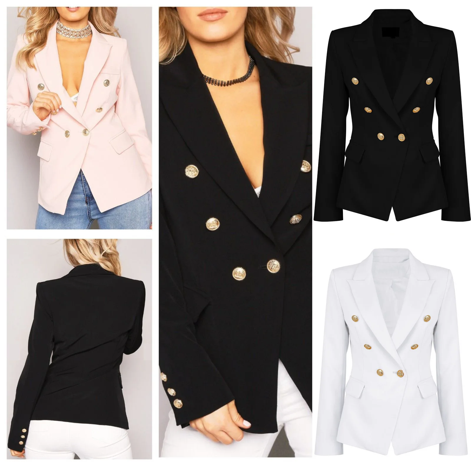 

Woman Fashion Slim Suit Temperament Easy Time Short Tops Women's Clothing Double Breasted 2019 Solid Loose Womens Blazers