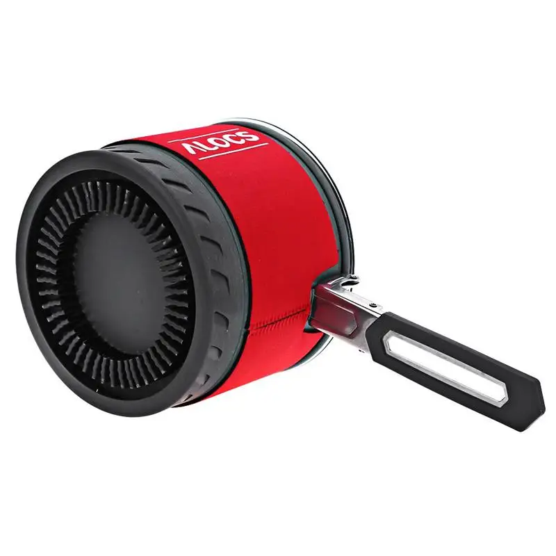 Alocs CW-S10 de acero inoxidable 1.4L Camping al aire libre de utensilios de cocina de calentamiento rápido pot mango plegable 1-2 Persona al aire libre vajilla
