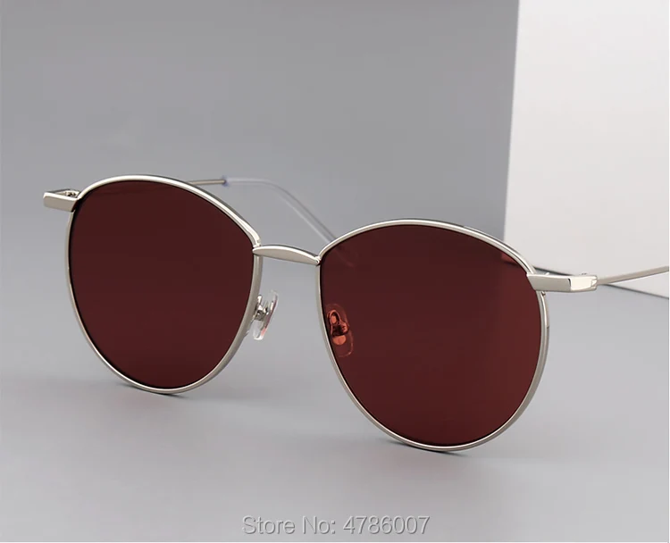 Роскошные Нежный бренд круглые металлические титановые солнцезащитные очки Для мужчин Для женщин очки Ночное видение очки с фиолетовыми стеклами UV400 с коробкой