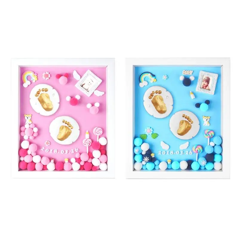 

Baby Hands Feet Mold Print Photo Frame with Cover DIY Hand & Footprint Makers Growth Memorial Gift Baby Souvenirs