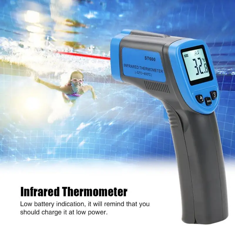 ST600 ручной ИК инфракрасный термометр для измерения температуры бесконтактный термометр цифровой ЖК-дисплей термометр ИК лазерный термометр-пистолет тестер
