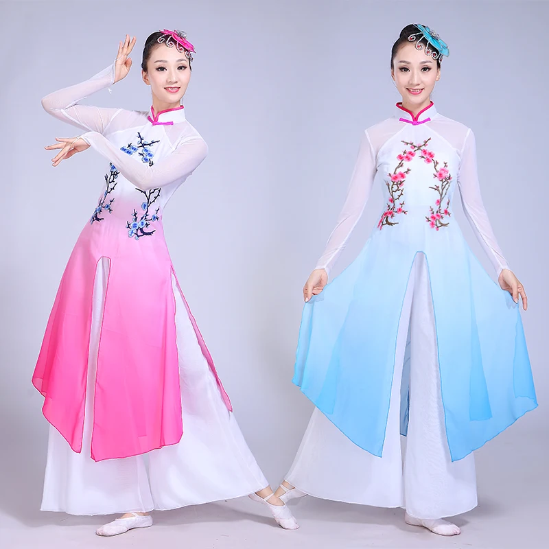 

Chinese Hanfu Dj Costume National Dance Dress Chorus Plum Blossom Song Classical Yangge Group Fan Performance Female Long Skirt