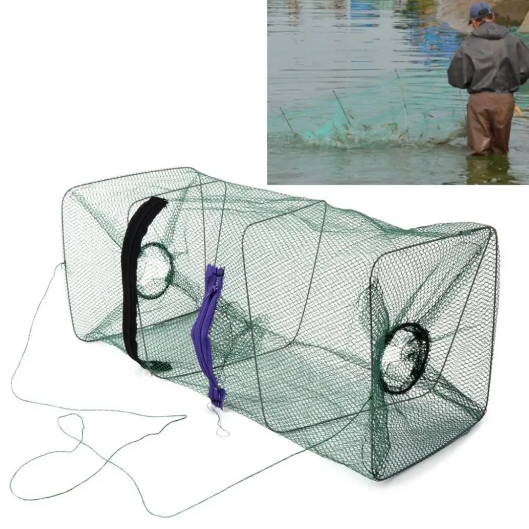 

Open Simple Fishing Cage Square Net 0.167kg Fish Net Shrimp 25 x 25 x 65cm/9.8 x 9.8 x 25.6inch Green Cage