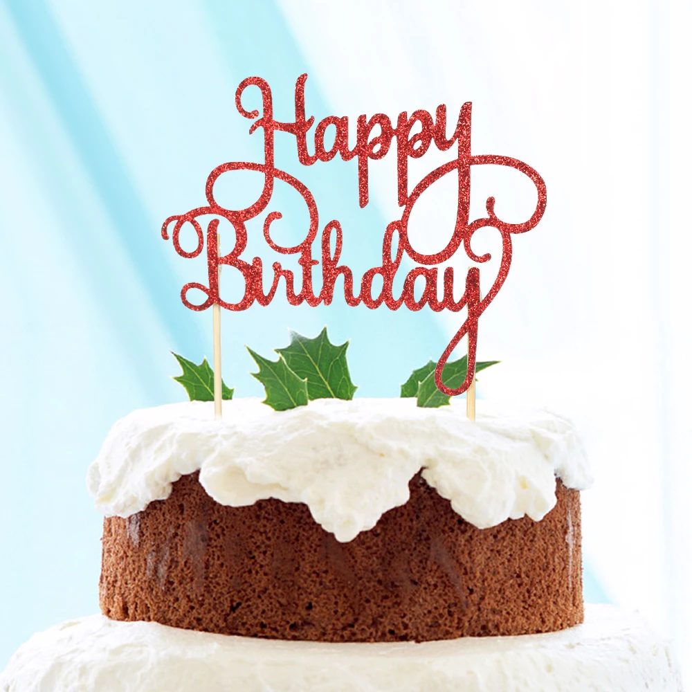 15 шт. Блестящий бумажный Топпер для торта «С Днем Рождения» кекс десерт украшения принадлежности для дня рождения Свадьба Декор для выпечки торта