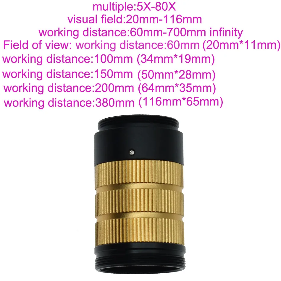 

Large Field of View High Working Distance 25mm Zoom C-mount lens for Industrial Video Microscope HDMI VGA USB BNC Camera