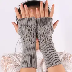 Модные зимние перчатки открытые палец женские перчатки 2018 зимние вязаные варежки для женские перчатки без пальцев наручные варежки