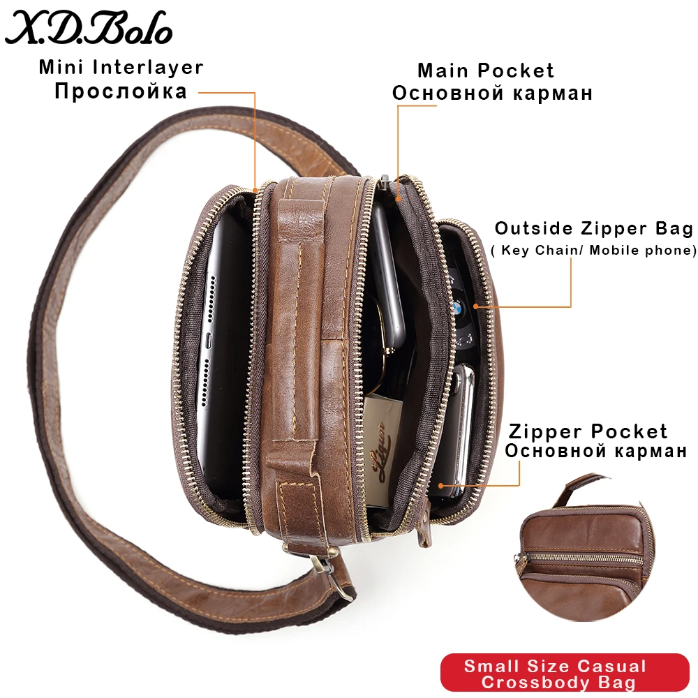  XDBOLO 2019 Men Bag Leather Men Shoulder Bag Single Strap Men's Messenger Bag Solid Crossbody Bag f - 4000085065032