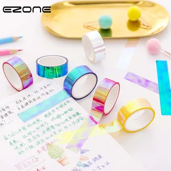 

EZONE 1PC Colorful Laser Masking Tape Scrapbook Decor Waterproof Masking Tape 6 Colors 1.5cm*5m Diary Notebook Decoration Tape