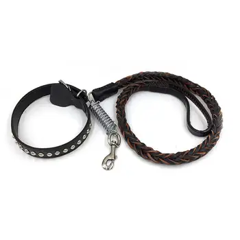 

Pet Traction Rope For Large Dog Supplies Cowhide Material Spring Rope Traction Rope + Collar Pet Products