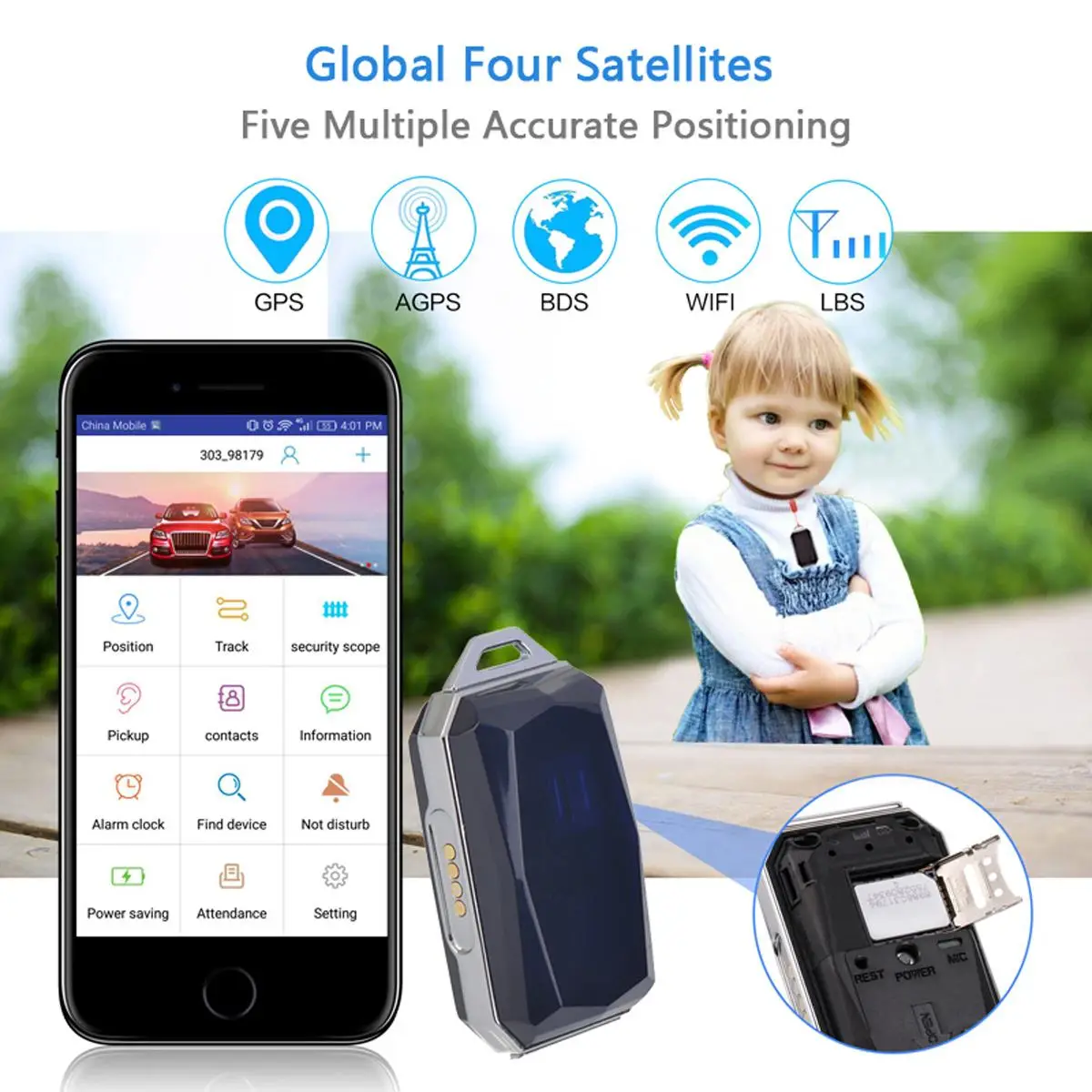 

2019 High match IP67 Waterproof Fashion Gemstone Pendant GSM AGPS Wifi LBS SOS Mini GPS Tracker Locator for Child Car