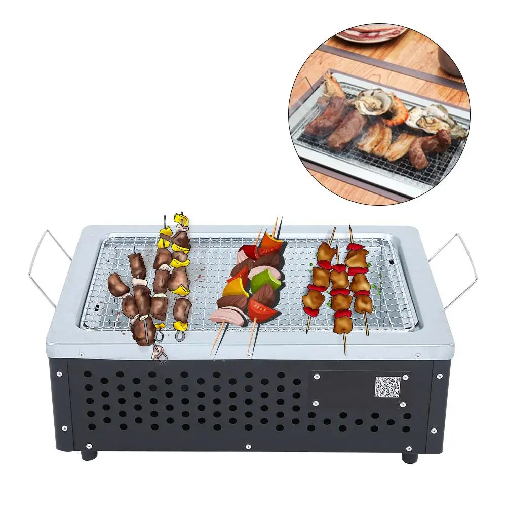 

Steel Portable Charcoal BBQ Grill Metal Garden Backyard Fire Pit Patio Square Stove Brazier Outdoor Fireplace Cover