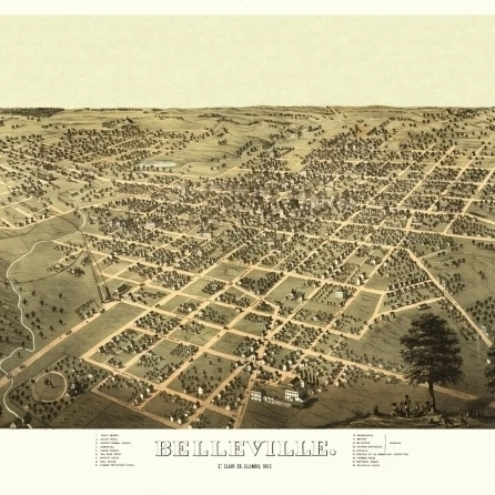 Историческая карта Belleville Illinois 1867 St. Clair County постер печать (24x36) | Дом и сад