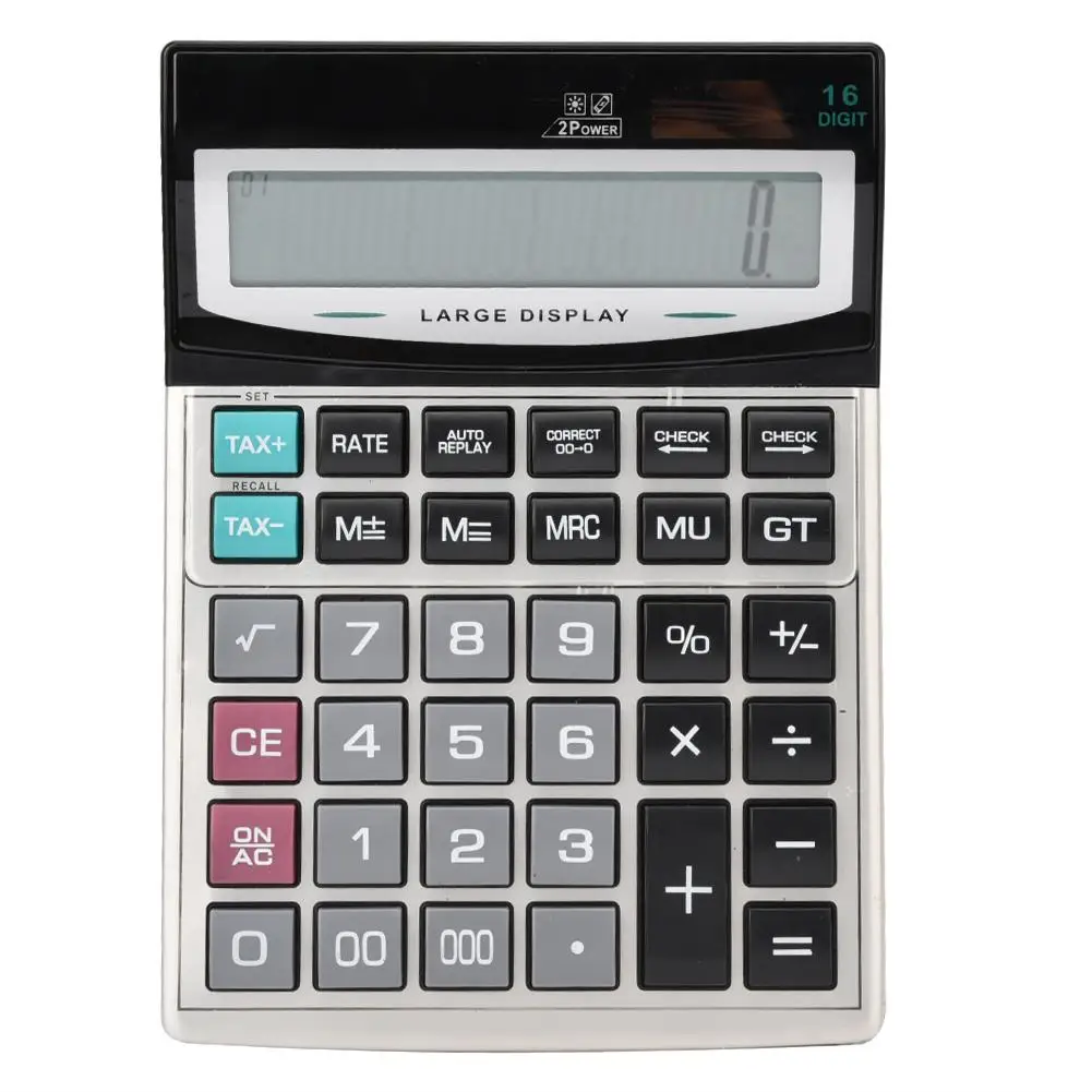 

New Large Button 16-bit Display Calculator CT-9616 ABS Metal Dual Power Supply Solar Energy