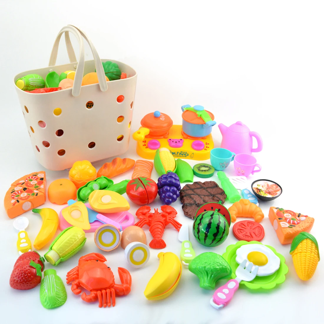42Pcs Children Pretend Play Kitchen Toys Peelable Fruits Vegetables ...