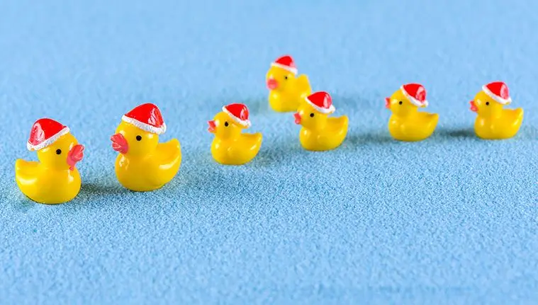 5 шт./компл. Kawaii Маленькая желтая Рождественская украшение утки мини Смола