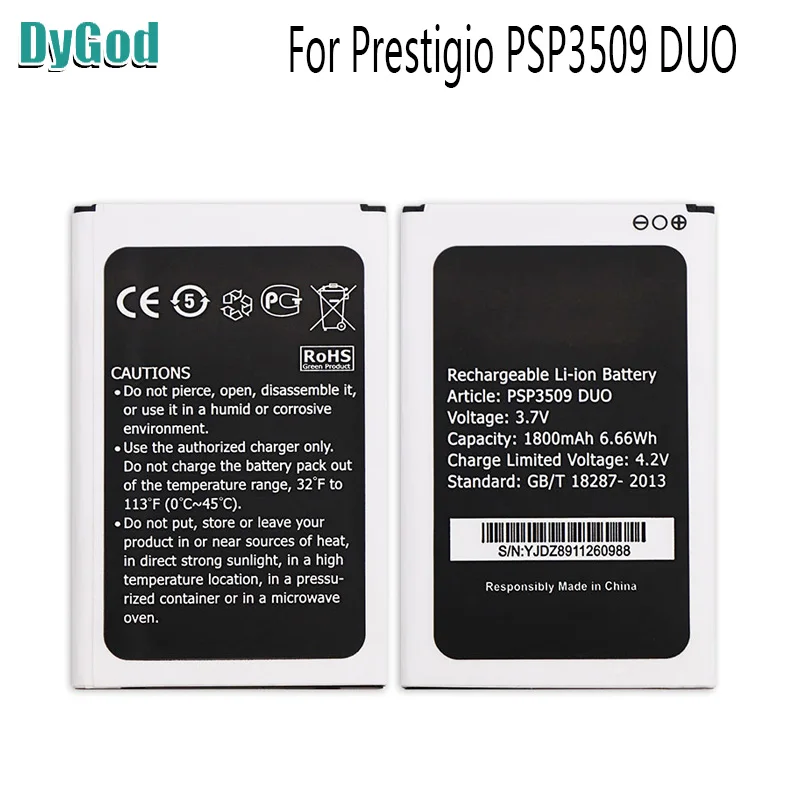 DyGod 1800 мАч для Prestigio Wize D3 E3 K3 PSP 3509 DUO Экстрим Замена батареи Bateria телефона |