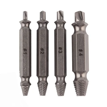 

4Pcs Screw Extractor Drill Bits Guide Set Broken Damaged Bolt Remover Double Ended Damaged Screw Extractor