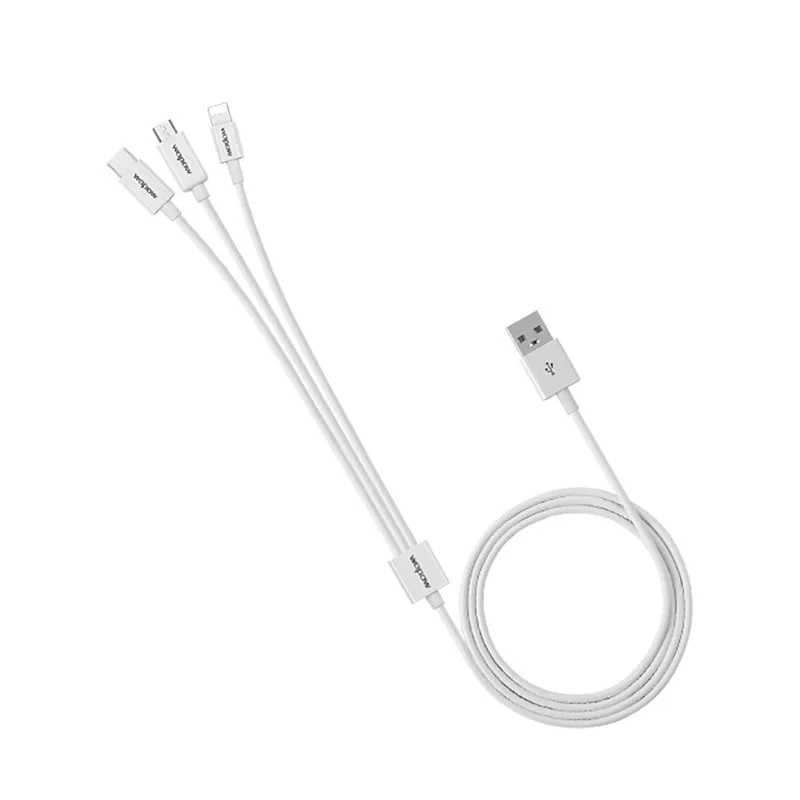 

WOPOW 3 In 1 USB 2.1A Cable for IPhone Android Type-C Micro Fast Charging Cable One Drag Three Data Cable