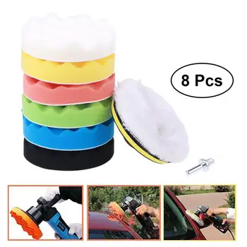 

8pcs 6 / 7 Inch Auto Car Polishing Pad Buffing Sponge Self-Adhesive Disc Wool Disc Polishing Wax Sanding Pad Kit For Car Vehicle
