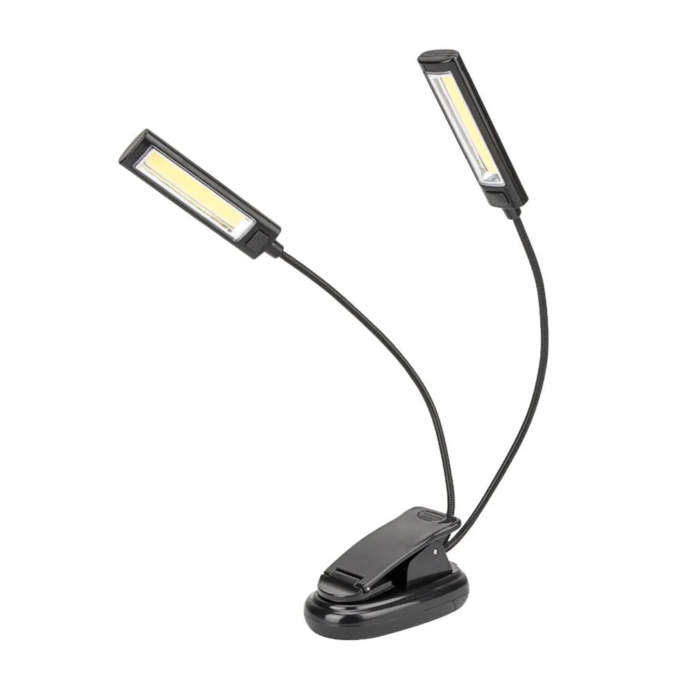 

Eletorot Flexible 2 Dual Arms Clip On 2 LED Light for Book Reading Desk Tablet Lamp Adjustable 2Modes LED Flashlight COB Torch