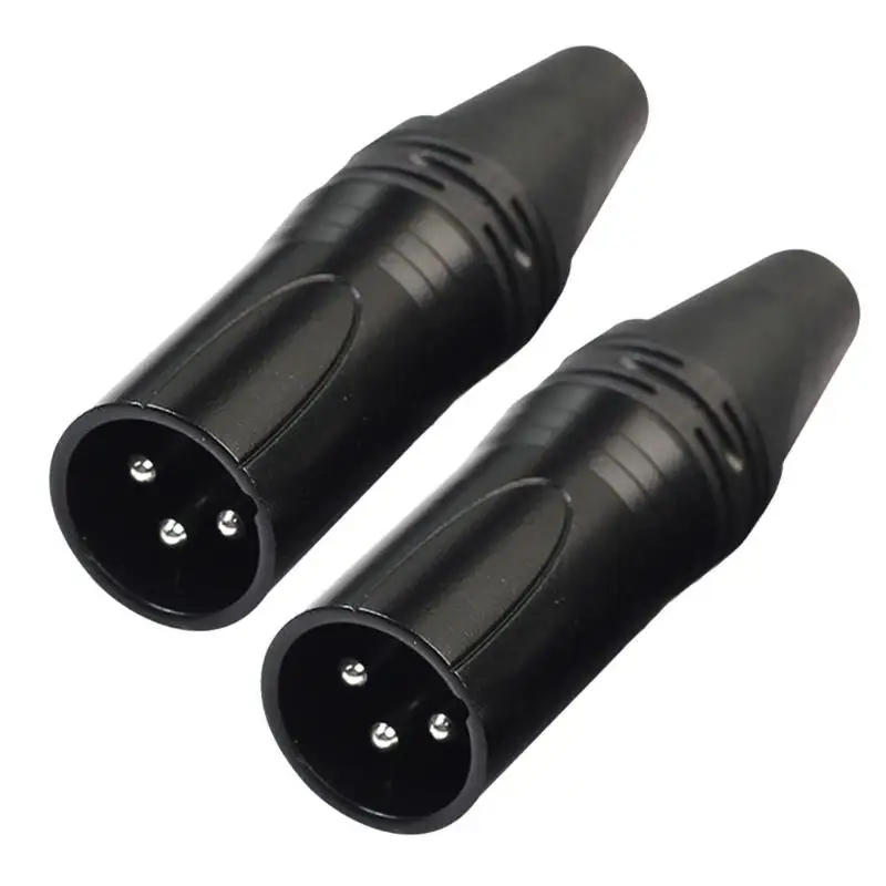 

2pcs XLR 3Pin Male DIY Audio Cable Microphone Solder Plug Microphone Stereo Adapter Cable Connector Plug Mic Speaker Converter