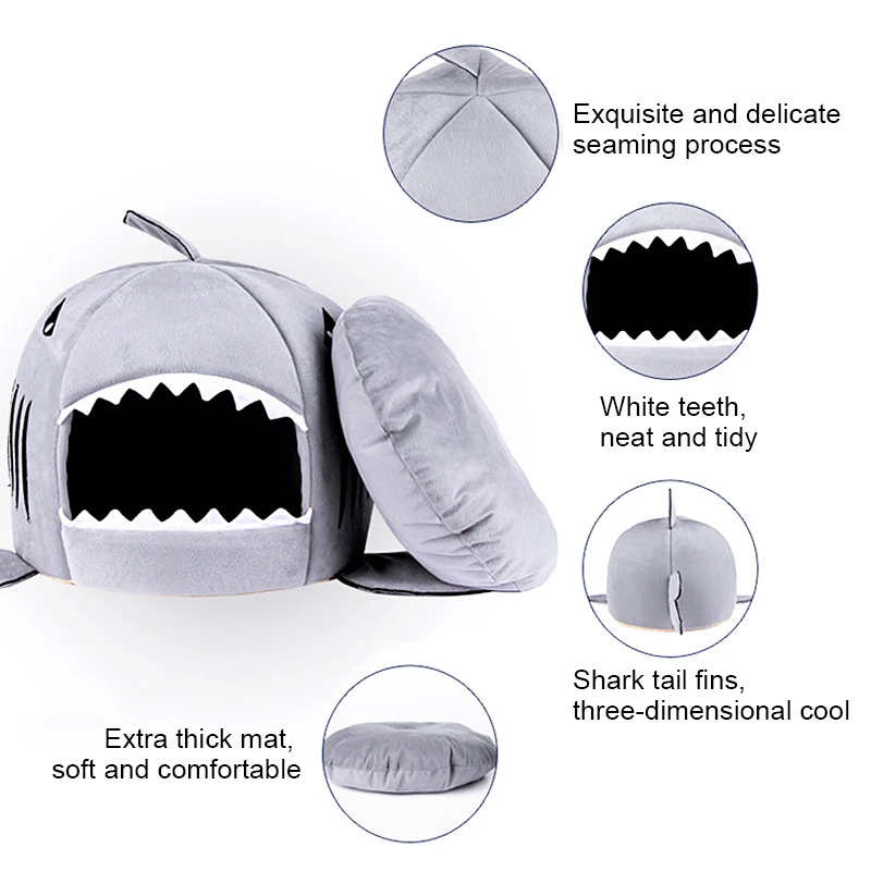  Dropship Pet Cat Bed Soft Pet Cushion Dog House Shark For Large Dogs Tent High Quality Cotton Small