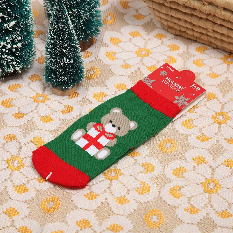 Детские носки для малышей рождественские хлопковые теплые нескользящие носки с рисунком для новорожденных забавные носки с наполнителем для мальчиков и девочек в подарок