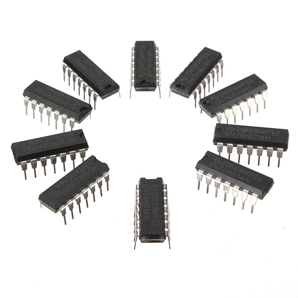 

LEORY 10Pcs SN74HC14N 74HC14 IC Chip DIP-14 6 Inverting Schmitt Trigger