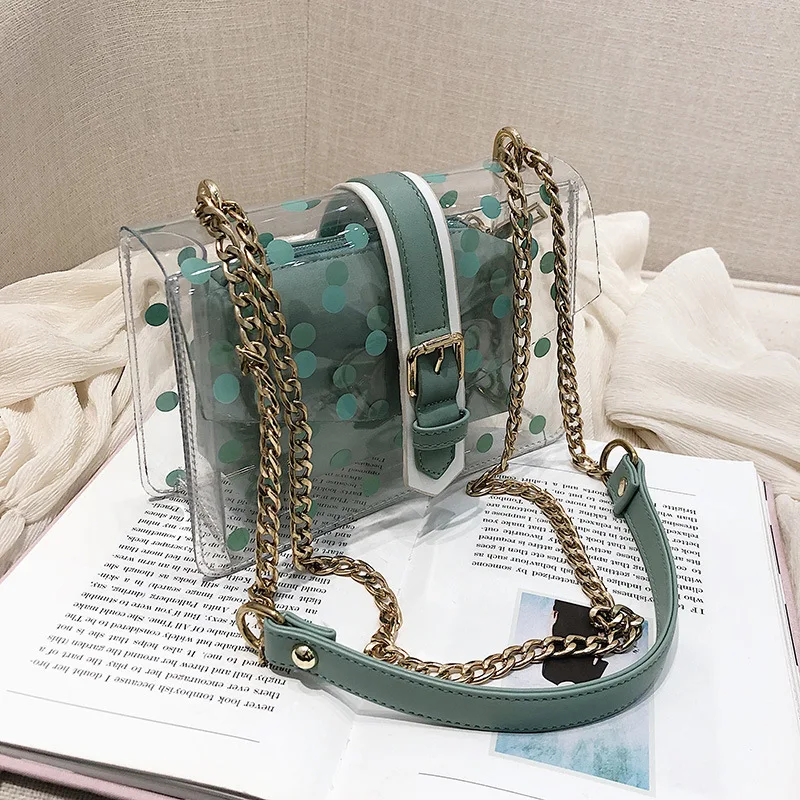 

Sac Transparent Bag Women CHIC Clear Jelly Shoulder Crossbody Bag For Women Beach Bag Bolsa Feminina Bolsos Mujer Chain Bag Kkln