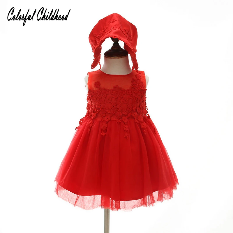 

New XMAS Baby Girls Dresses Lace Flowers Sleeveless First Birthday Princess Little Girl Wedding Party Dress Clothes Tutu Gown