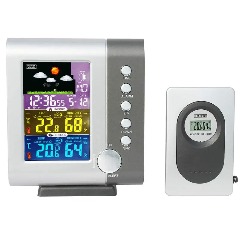 Indoor Outdoor Color Weather Station Digital Forecast With Sensor Home Alarm Clock Temperature Alerts Charg | Дом и сад