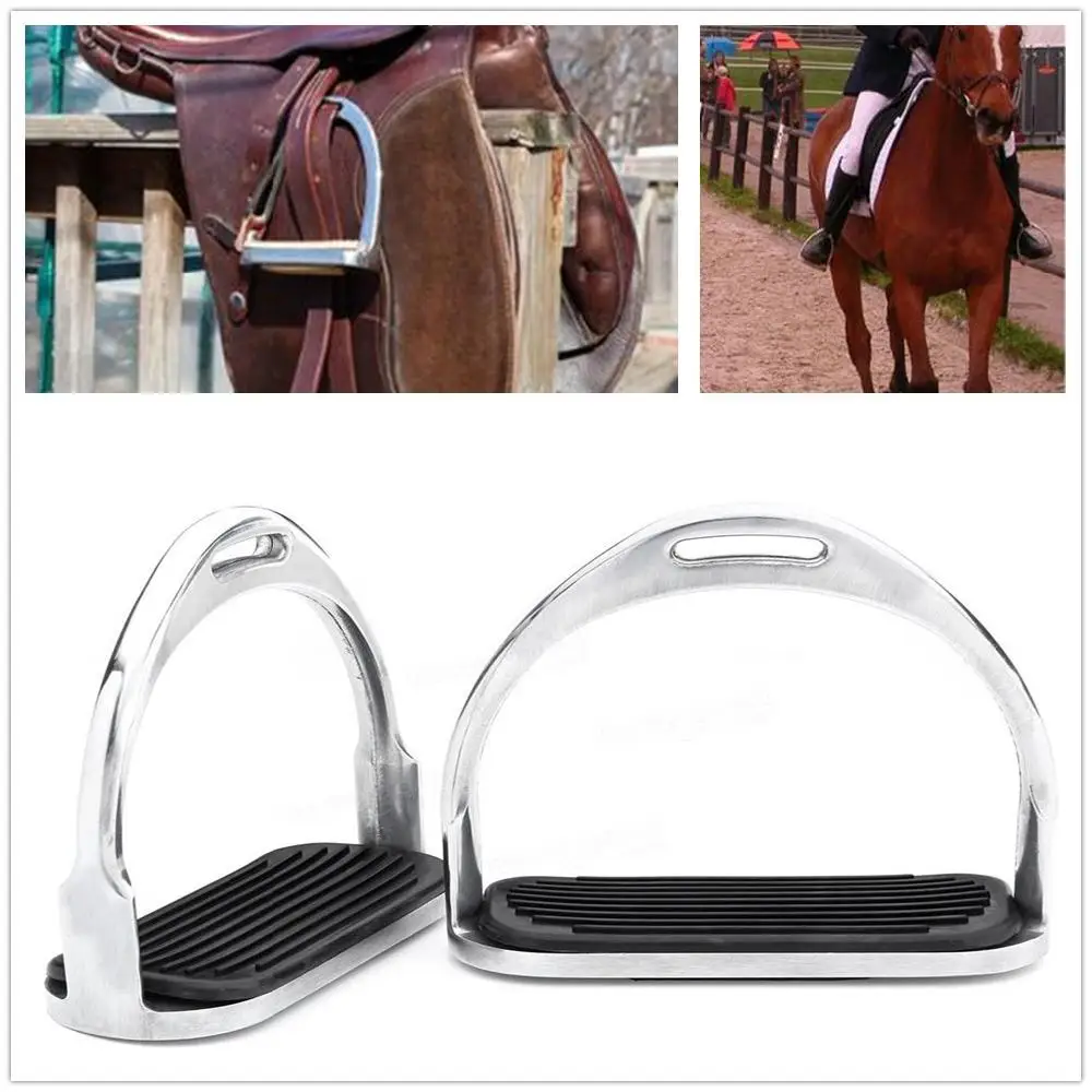 

Mounchain 1 Pair 120mm Stainless Steel Horse Riding Stirrup Equestrian Stirrup Anti-slip Pad