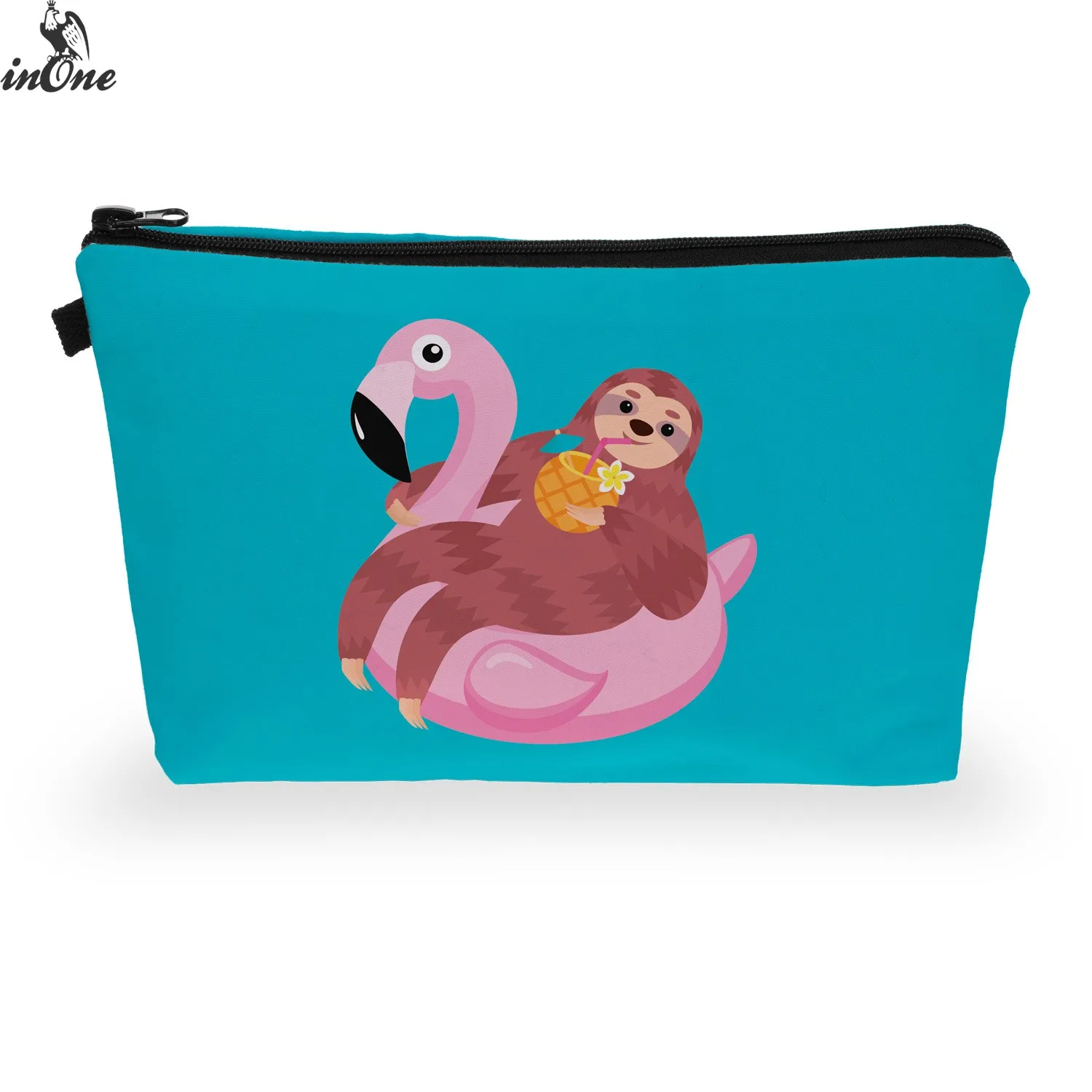 

INONE 2019 Kitchen Cosmetic Organizer Travel Make Up Pencil Storage Pouch 3D Printed Flamingo Sloth Women Makeup Pencil Coin Bag