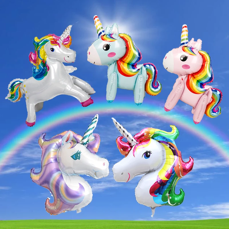

1pc large 3D Unicornio Party ballons walking animal unicorn birthday party decorations kids Girls Party supplies wedding toys