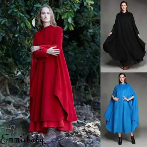 Reviews Women Plus Size Jacket Cardigian Ladies Party Outwear Overcoat Cloak Cape Capes Ponchos Solid Long Loose O Neck Cloak Coats