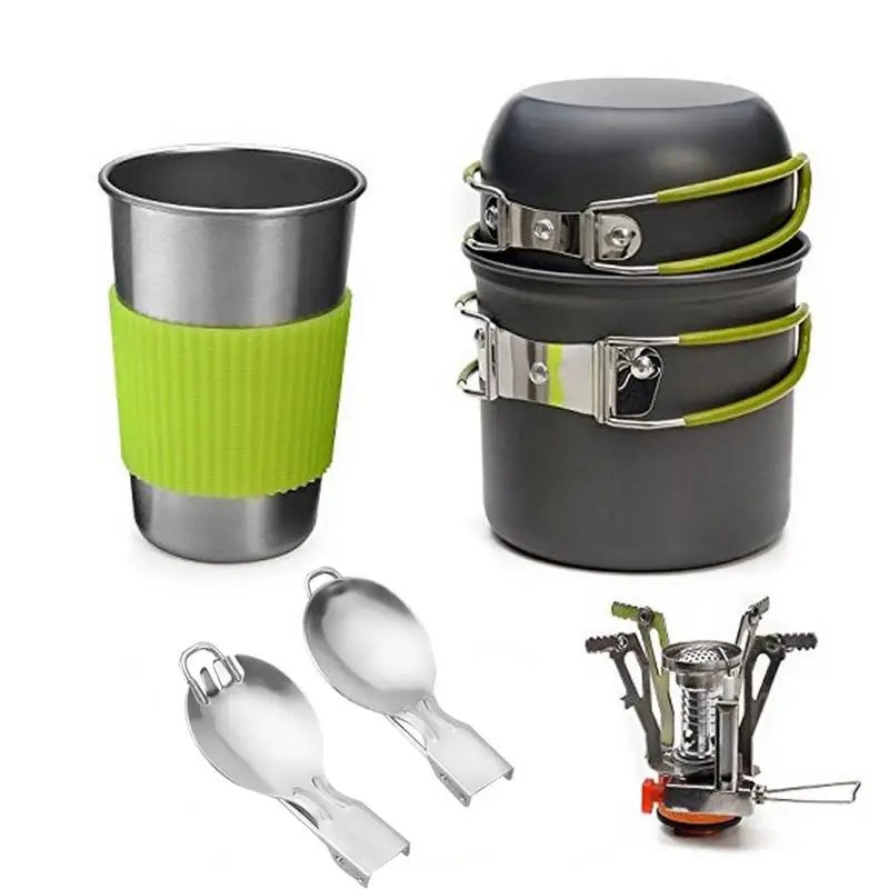 

Ultra Light Camping Cookware Utensils Outdoor Tableware Set Hiking Picnic Backpacking Camping Tableware Pot Pan For 1 Or 2 Perso
