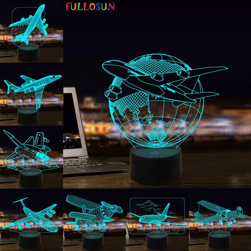 

Airplane 3D Visual Lamp LED Illusion Night Light Aircraft Model Toy Night Lamp for Kids