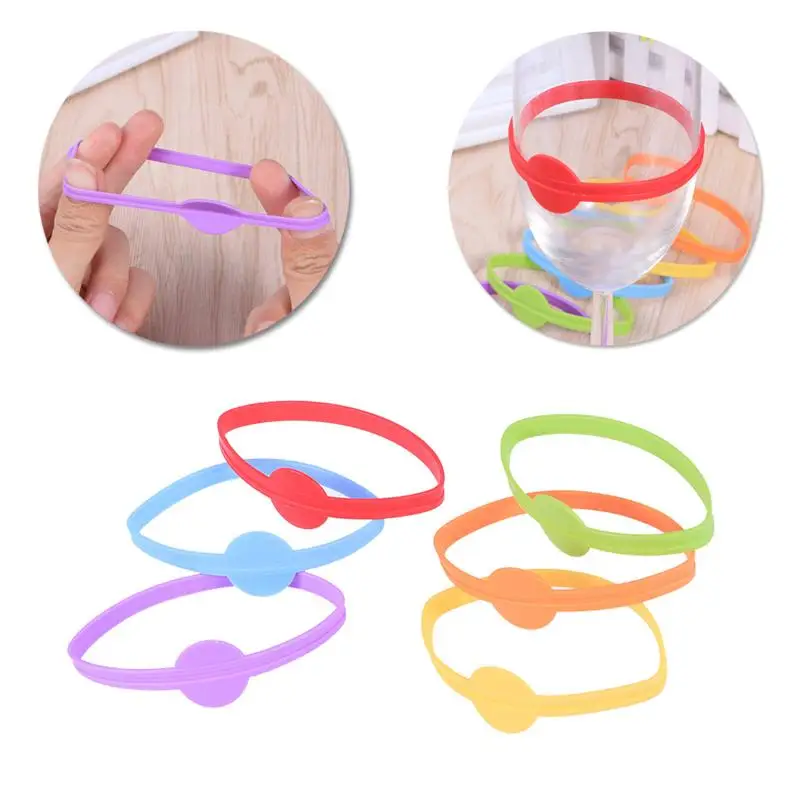 

6pcs Bottle Strip Tag Marker Beer Glass Cup Wine Drink Round Shaped Recognizer Cocktail Glass Party Favors Supplies