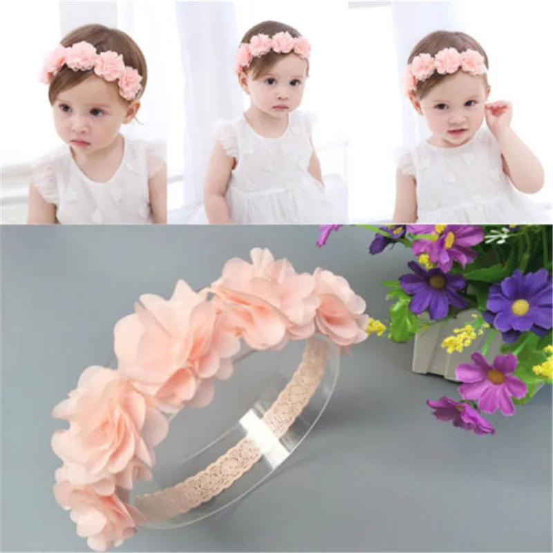 

Headband Hair Band Newborn Kids Baby Girls Solid Pink Toddler Flower Headwear Girl Accessories