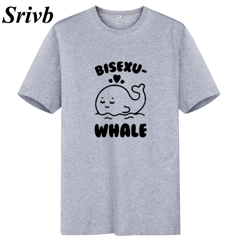

Srivb Bisexu Whale 2019 Kawaii T Shirt Women Camiseta Mujer Summer Funny Graphic Tees Femme Plus Size Print Women T-shirt Tops
