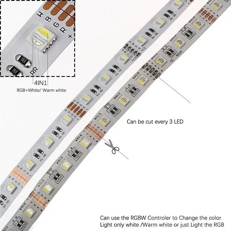 Новая светодиодная лента 4 в 1 RGBW 5050 DC12V/24 V Гибкая Светодиодная лампа RGB + белый/RGB
