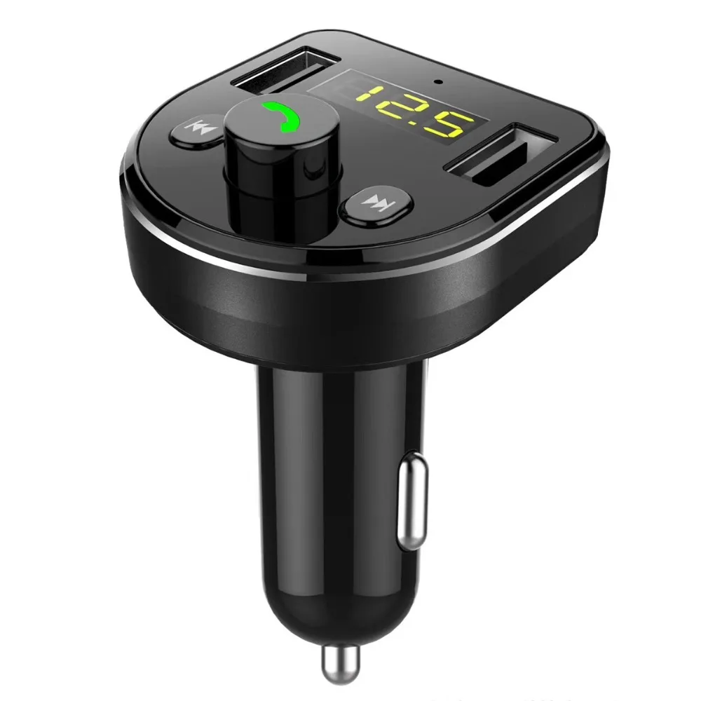 

SOONHUA Dual USB Port Car Charger V4.0 Bluetooth Car Handsfree Kit Wireless MP3 Player With Voltage Display For Samsung iPhone