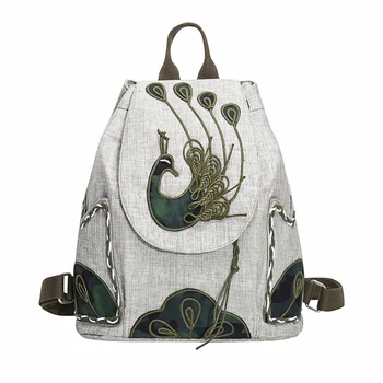 

Canvas Backpack Peacock Pattern Travel Backpack Casual Daypack Women Laptop Rucksack School Bags Female Daypack